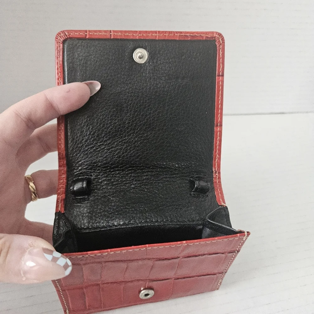 Brighton red‎ tri fold croc embossed wallet